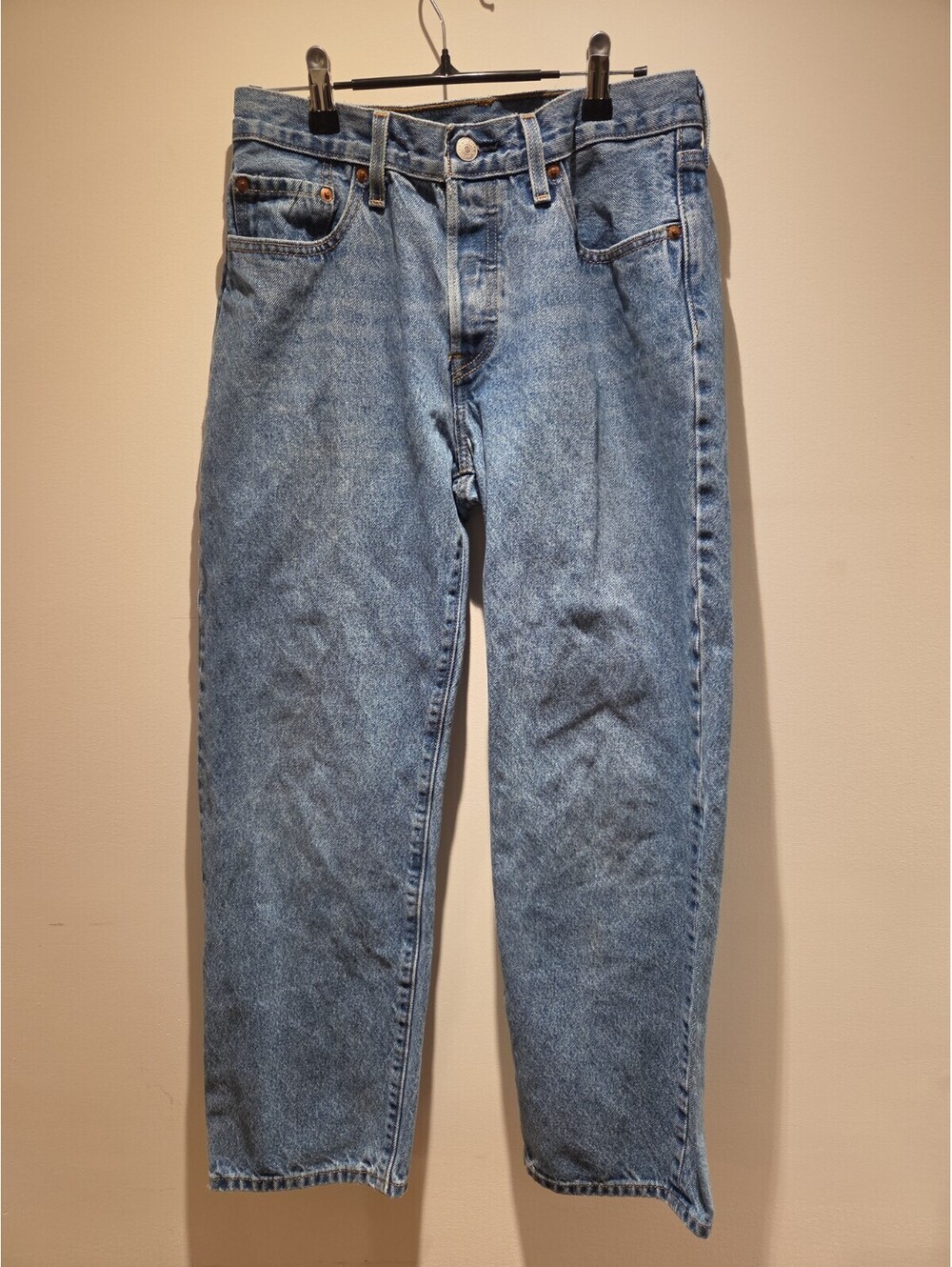 Levis 501 Men’s Size 26X28 Straight Leg Jeans Dark Blue Denim Button Fly